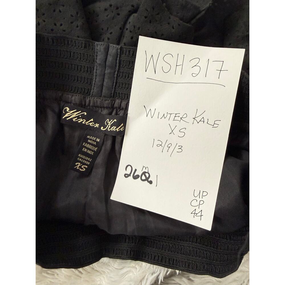 Winter Kate Shorts Women's XS 100% Goat Leather Black Kanya Laser Cut Festival - Picture 4 of 7